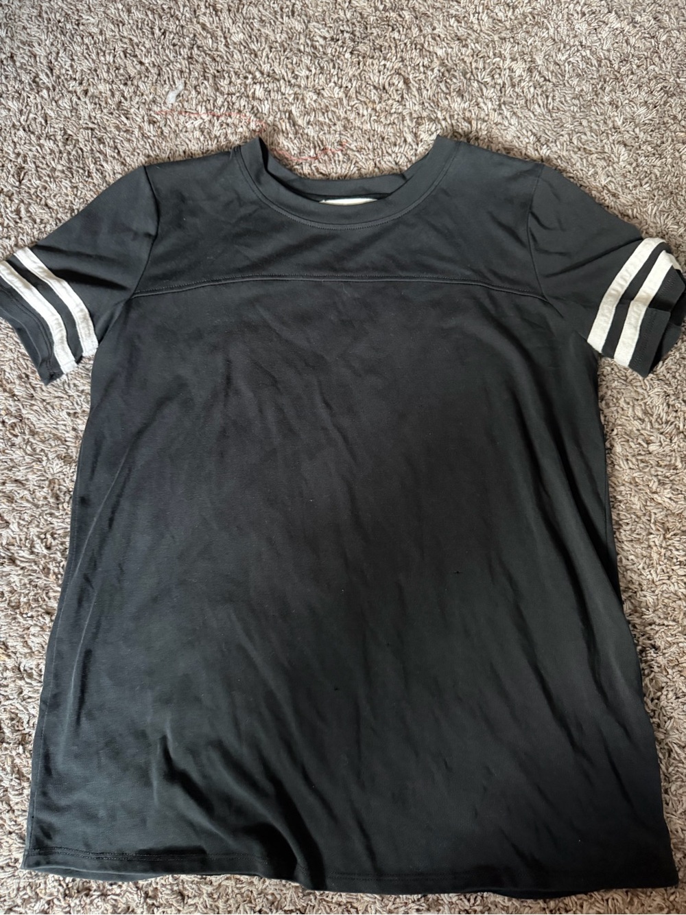 Pink Republic Black Short Sleeve Tee with White Sleeve Stripes